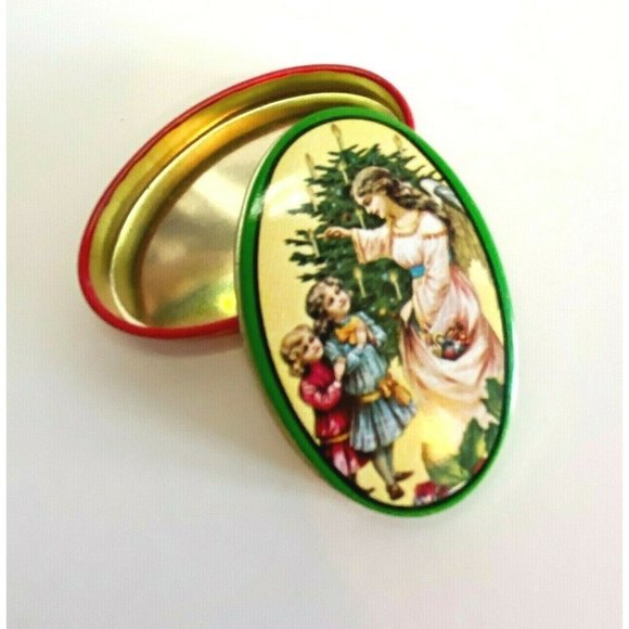 Enesco Other - Vintage Enesco Tiny Christmas Tin 1983 Small World Greetings Angel and Children